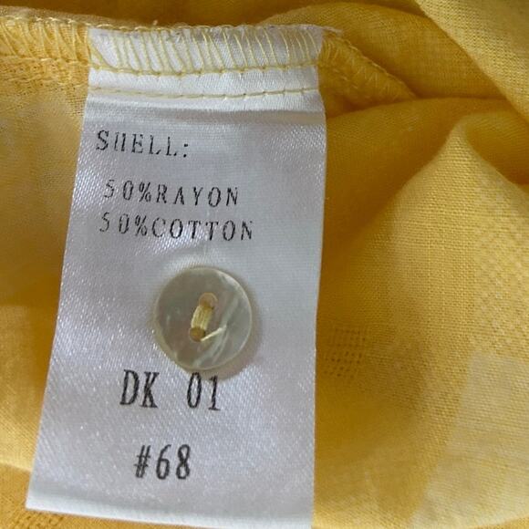 Lior Paris Women Top L Yellow Check Button Up Preppy Coastal Beach Office Travel - Picture 5 of 7